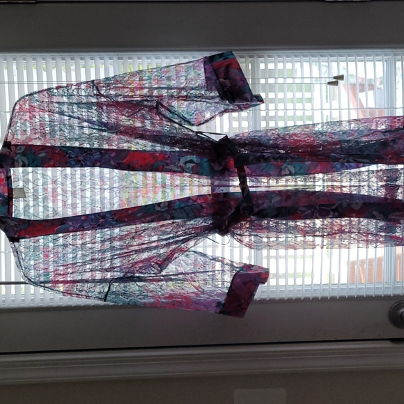 NEW. Colorful lace robe. Made in USA. - Picture 2 of 3